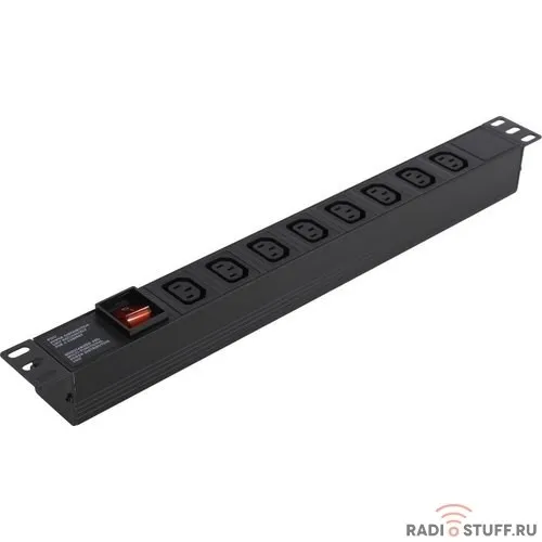 Exegate EX280854RUS Блок розеток ExeGate ServerPro PDU-19H808 Al-8С13-C14-SW, 1U, Алюм., 8 IEC 320 C13, С14