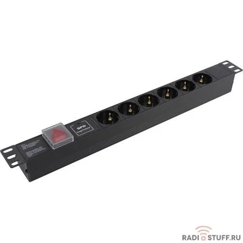 Exegate EX280832RUS Блок розеток ExeGate ServerPro PDU-19H607 Al-6S-C14-SW-SPD1, 19",1U,алюм, 6Schuko, С14, SPD1