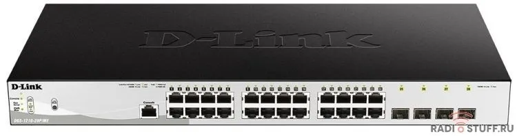D-Link DGS-1210-28P/ME/B2A Управляемый коммутатор 2 уровня с 24 портами 10/100/1000Base-T и 4 портами 1000Base-X SFP (24 порта с поддержкой PoE 802.3af/802.3at (30 Вт), PoE-бюджет 193 Вт)