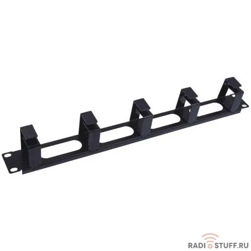Панель-органайзер кабеля 19", 5 колец, 1U, черный, 5bites 