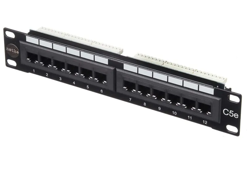 Патч-панель UTP, 10", 12 портов RJ45, cat.5е, 1U, Dual Type, Netko СКС, "J"