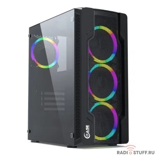 Powercase CMIXB-L4 Корпус Mistral X4 Mesh LED, Tempered Glass, 4x 120mm fan, чёрный, ATX  (CMIXB-L4)