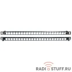 Модульная патч-панель 19", 24 порта, Flat Type, 0.5U, для экранированных и неэкранированных модулей KJNE, с задним кабельным организатором (без модулей), Hyperline  