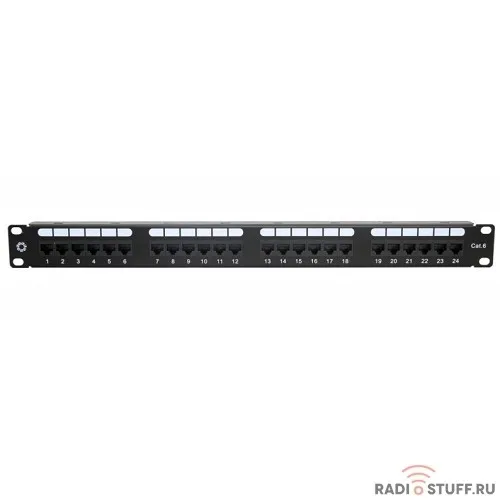 Патч-панель UTP, 19", 1U, cat.6e, 24 порта, Dual Type, 5bites