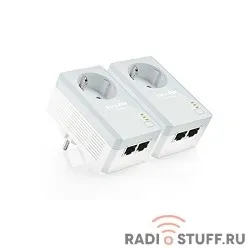 TP-Link TL-PA4020P KIT AV600 Комплект 2-портовых адаптеров Powerline со встроенной розеткой