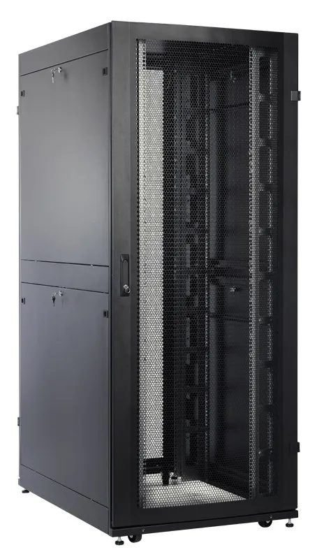 Шкаф серверный ПРОФ напольный, 42U, (800x1200мм), дверь перфор., задние двойные перфор., черный, в сборе, ЦМО