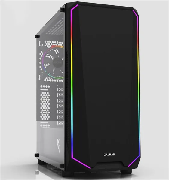 ZALMAN K1, ATX, BLACK, WINDOW, EDGE RGB DESIGN, 2x3.5", 2x2.5", 2xUSB2.0, 2xUSB3.0, REAR 1x120mm RGB
