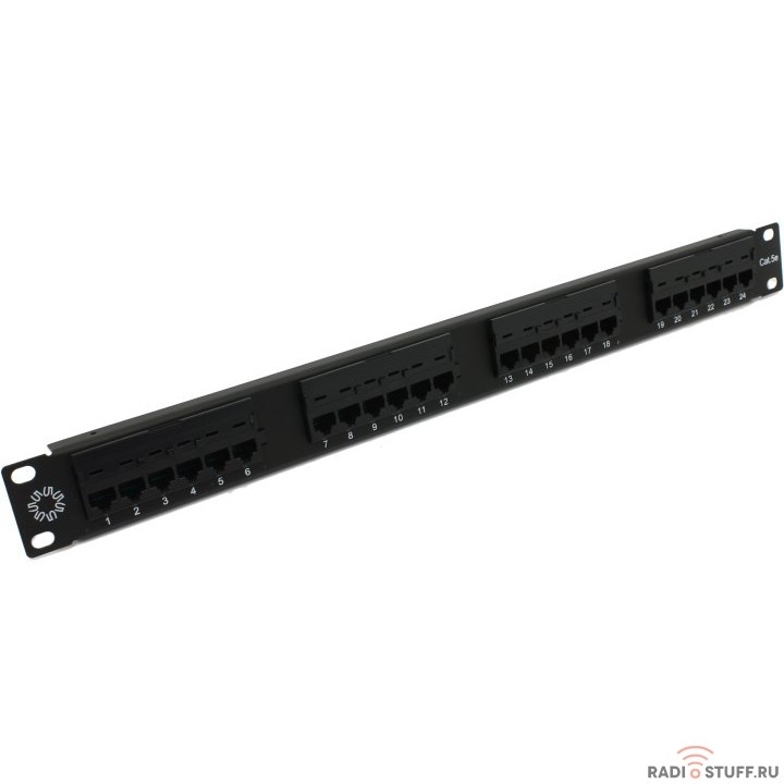 Патч-панель UTP, 19", 1U, cat.5e, 24 порта, Dual Type, 5bites 