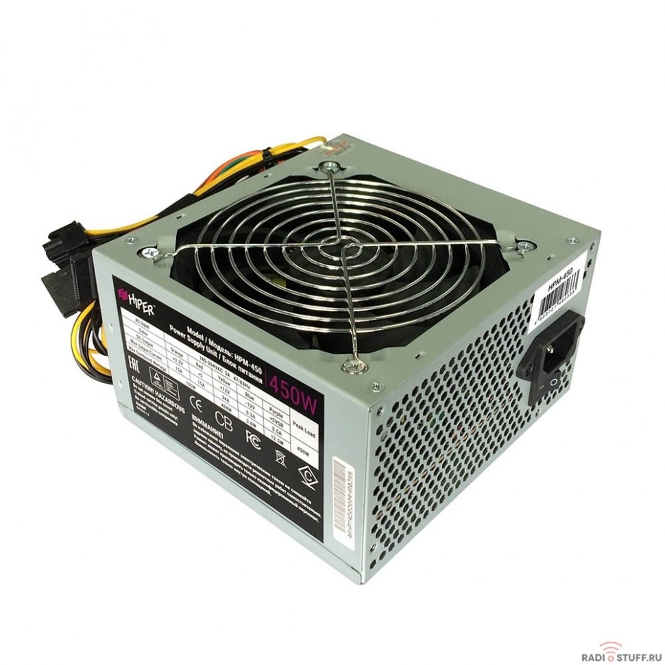 HIPER Блок питания HPM-450 (ATX 2.31, peak 450W, Passive PFC, 120mm fan, power cord) OEM