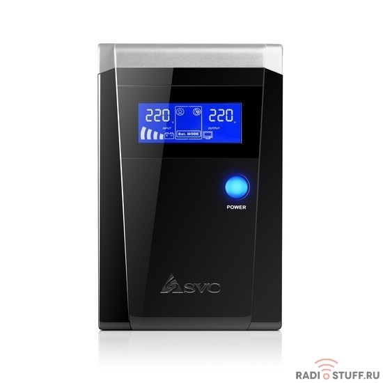 SVC, V-800-F-LCD ИБП, Л-И., 800ВА/480Вт, Вход:220В, AVR:165-275В, Вых.:220В±10%, 50/60±0.5Гц, АКБ 1*12В/9Ач, LCD-дисплей, Напольный