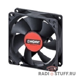 Exegate EX288925RUS Вентилятор ExeGate ExtraPower EP08025B3P (80x80x25 мм, 2-Ball (двойной шарикоподшипник), 3pin, 2400RPM, 26dBA)