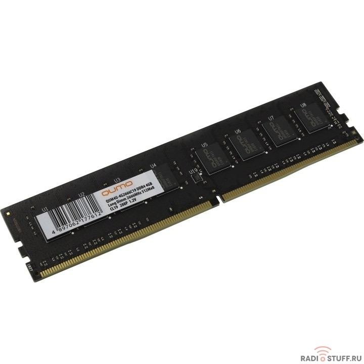 QUMO DDR4 DIMM 4GB QUM4U-4G2666C19 PC4-21300, 2666MHz OEM/RTL