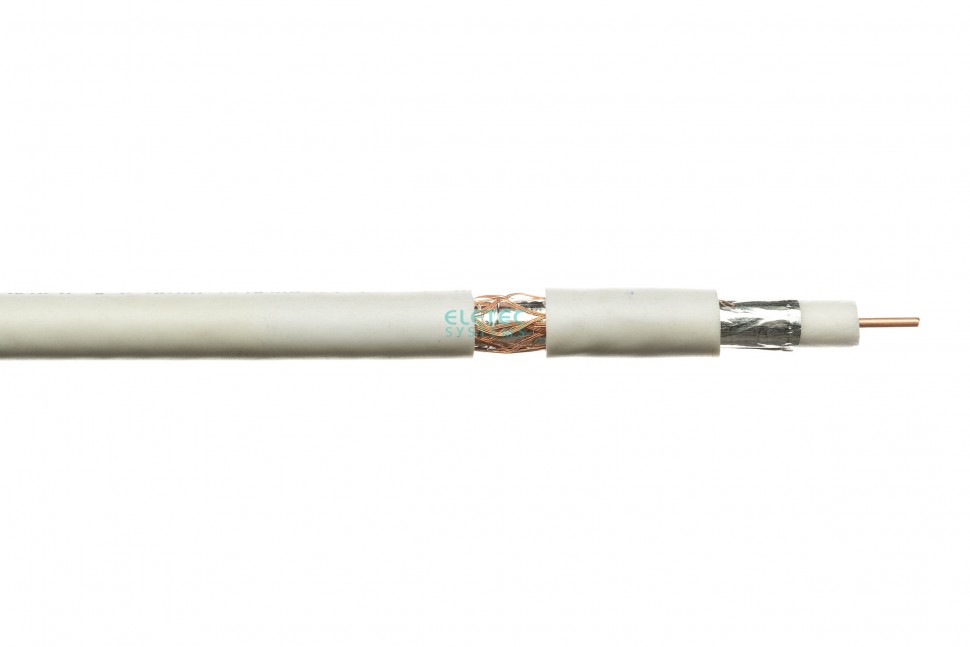 Кабель коаксиальный RG-6U 75 Ом, CU (112%), белый, 100 м