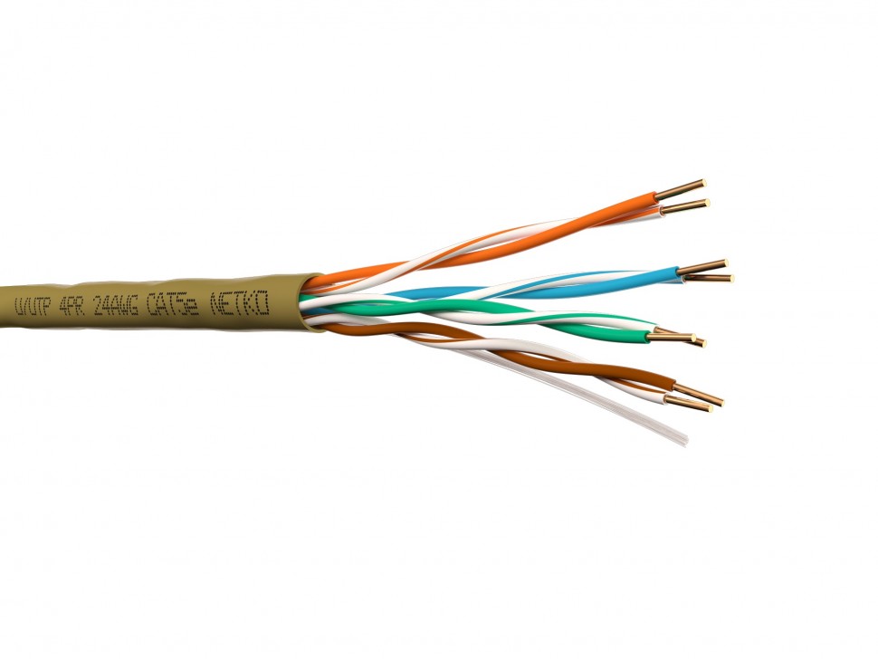 Кабель U/UTP4 cat.5e, 4 пары 24 AWG BC, 305м, цвет бежевый, одножильный, FLUKE TEST, NETKO Expert СКС
