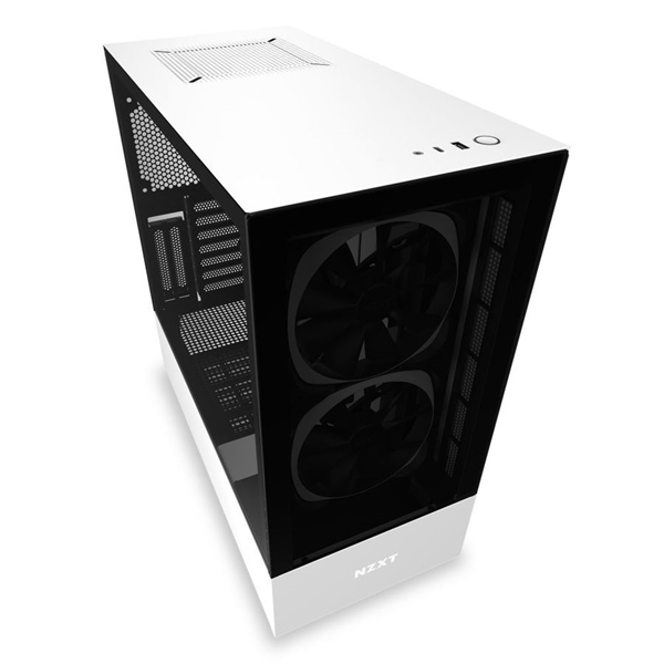 NZXT CA-H510E-W1 H510 Elite Compact Mid Tower Matte White Chassis with Smart Device 2, 2x140mm Aer RGB Case Fans, 1xLED Strip