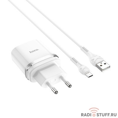 HOCO HC-16286 C12Q/ Сетевое ЗУ + Кабель Micro 1m/ QC 3.0/ 1 USB/ Выход: 5V_9V_12V, 18W/ White